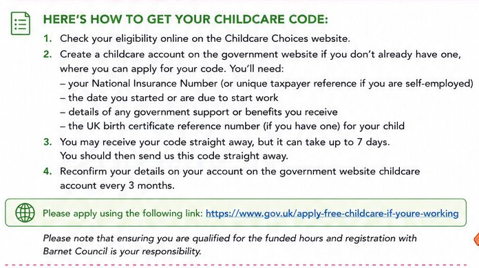 How to get your childcare code