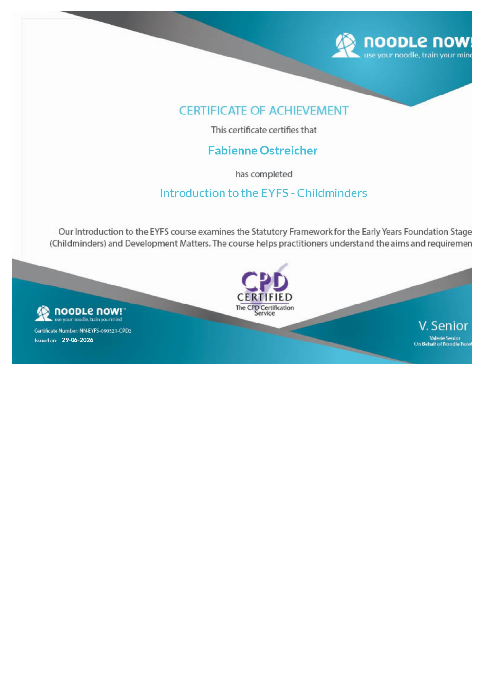 Fabienne Ostreicher Introduction to the EYFS - Childminders