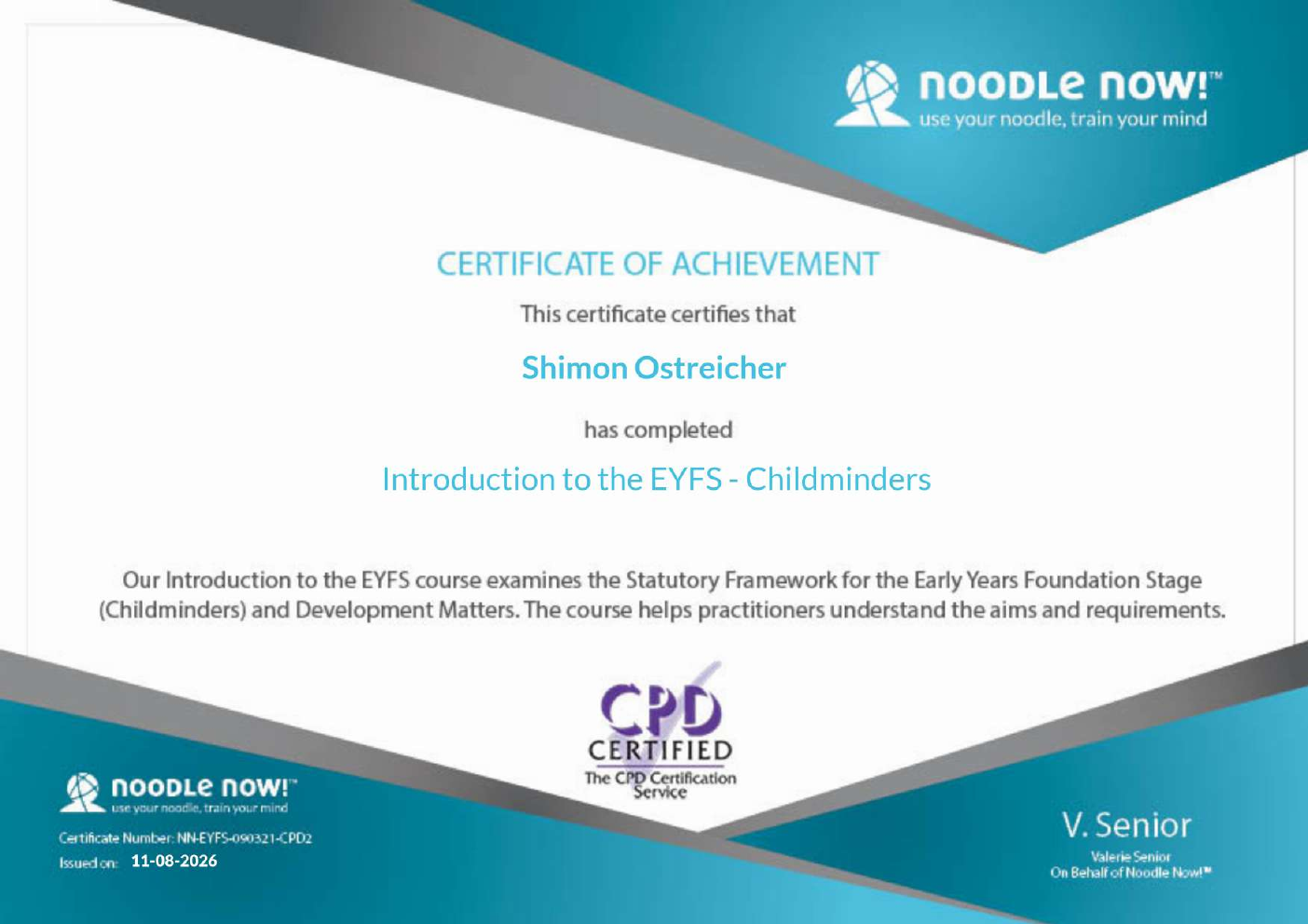 Shimon Ostreicher Introduction to the EYFS - Childminders