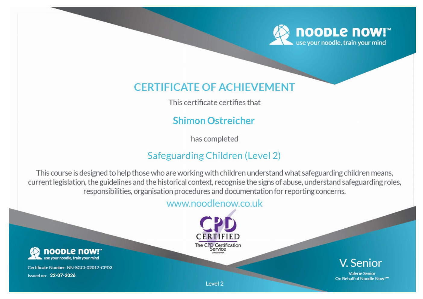 Shimon Ostreicher Safeguarding Children Level 2